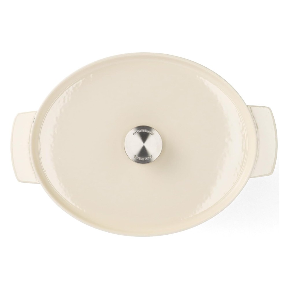 Утятница чугунная с крышкой KitchenAid Cast Iron 5,6 л миндальный крем CC006062-001