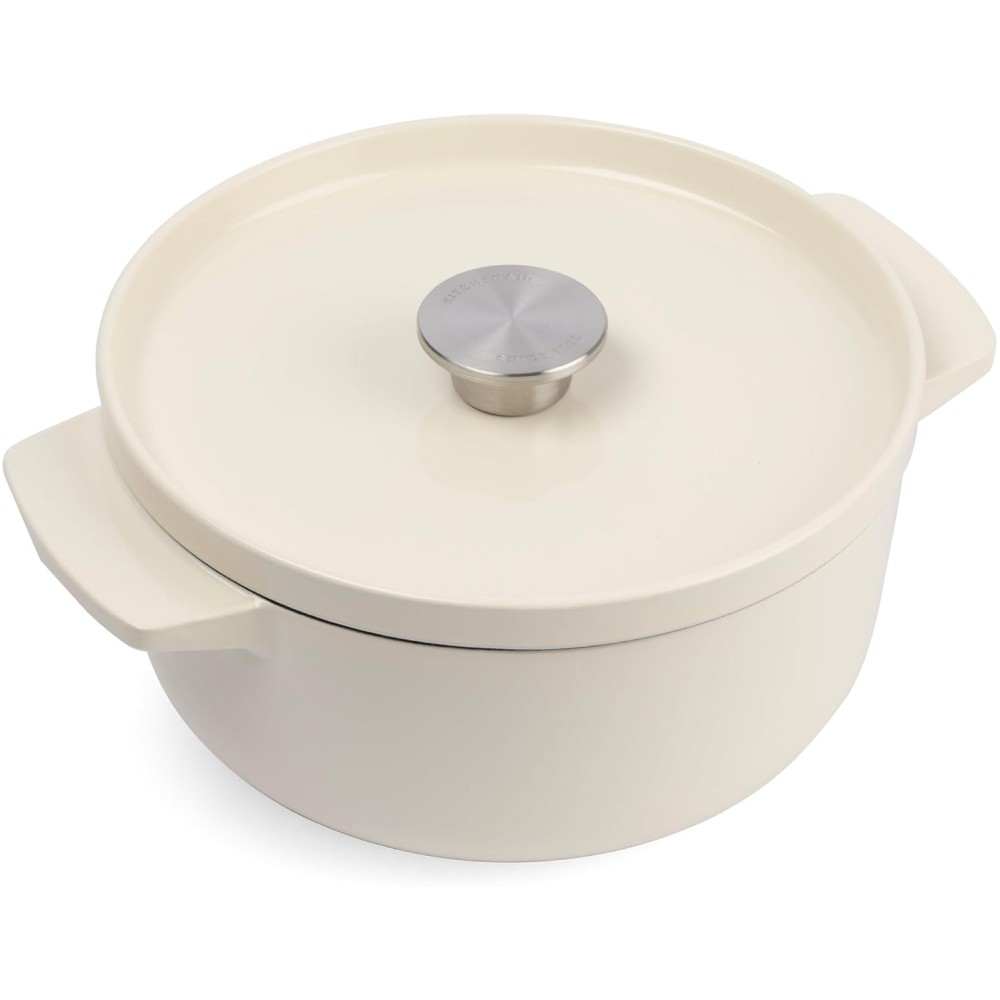 Кастрюля чугунная с крышкой KitchenAid Cast Iron 3,3 л миндальный крем CC006056-001