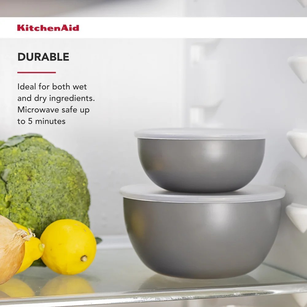 Набор мисок с крышками KitchenAid Coreline 4 шт 355/591/828/1065 мл серый KQG176OSCGG