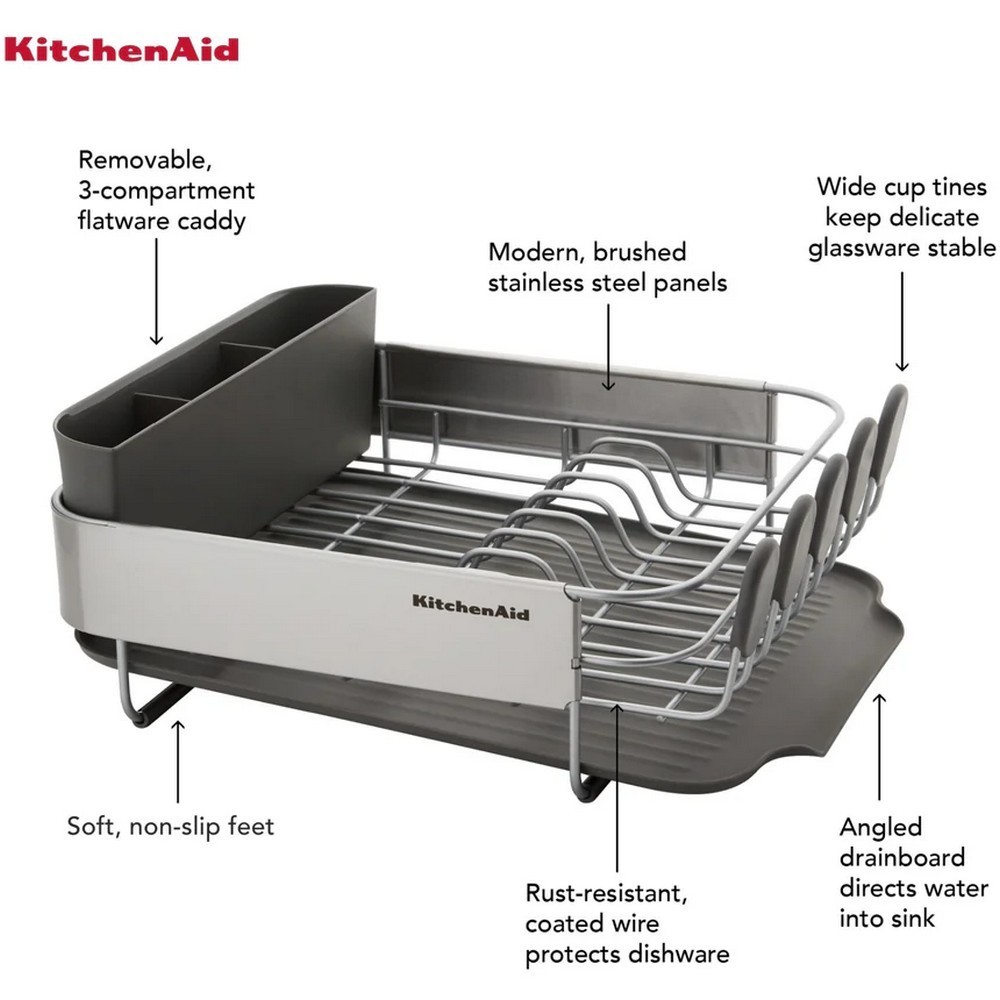 Подставка для сушки посуды KitchenAid Sinkware 41x33x17 см серая KEG895BXCGA